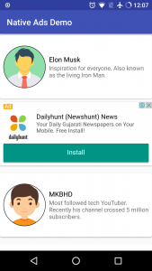 Admob Native Ads RecyclerView